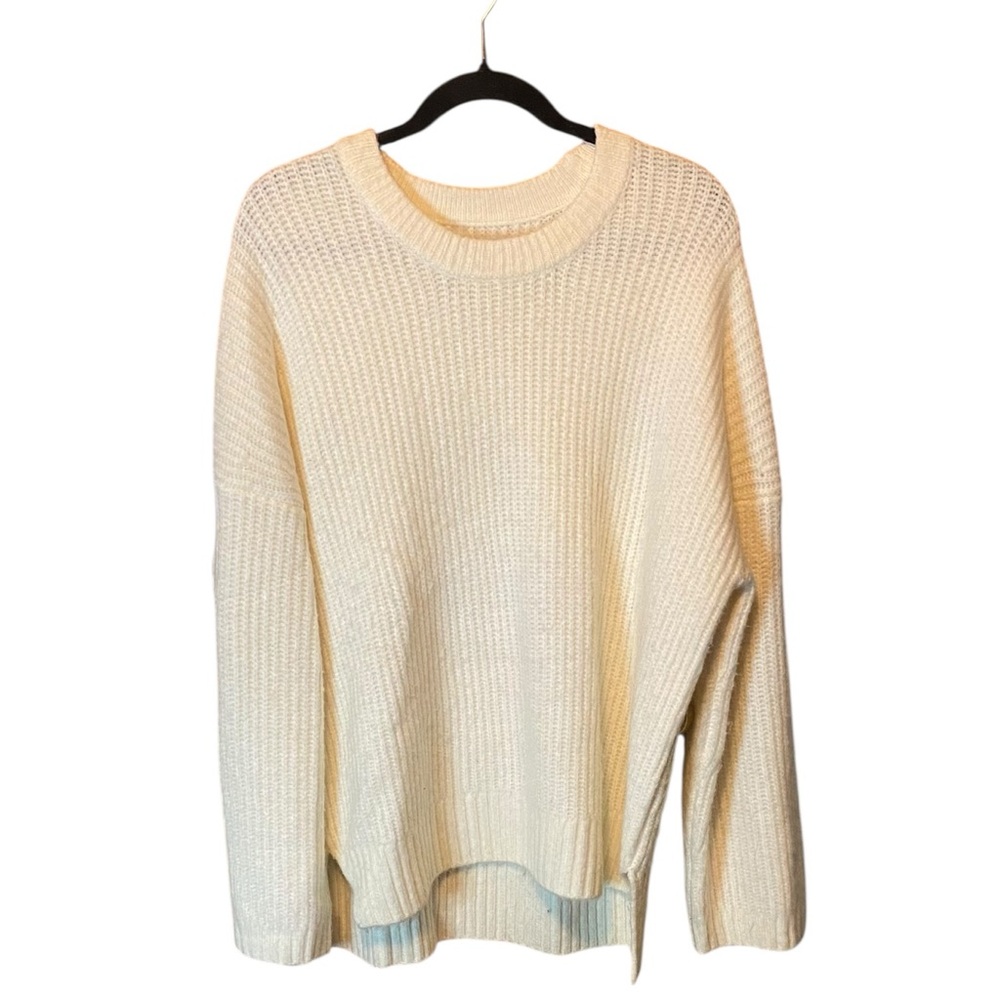 Abercrombie Boyfriend Crewneck Sweater Large Oversized Cozy Neutral Minimalist - Picture 7 of 7
